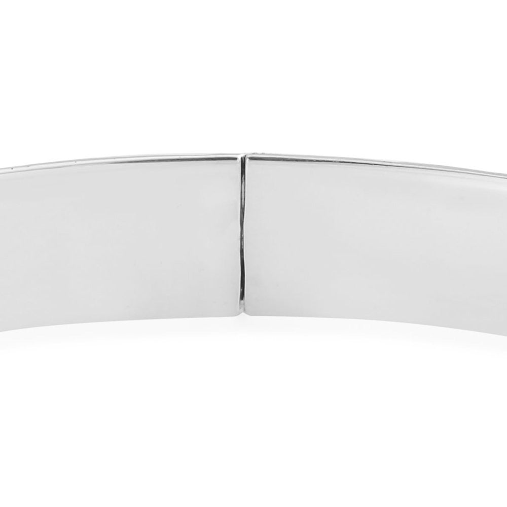 Women Checkered Diamond Cut Cuff Bangle Bracelet Sterling Silver 7"