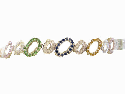 2.30 CT SAPPHIRE GREEN BLUE YELLOW PINK ROUND SHAPE ROUND DIAMOND 1.00 BRACELET