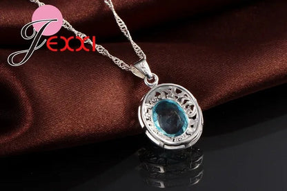 Top Quality Wedding Jewelry for Brides 925 Sterling Silver Blue CZ Diamond Zirco