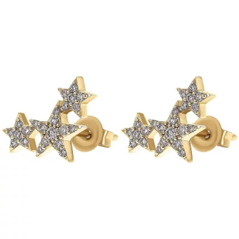 0.25 CT. T.W. Triple Star Earrings in 14K Gold