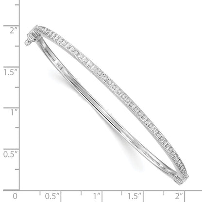 925 Sterling Silver Diamond Mystique Platinum-Plated Diamond Bangle Cuff Bracele