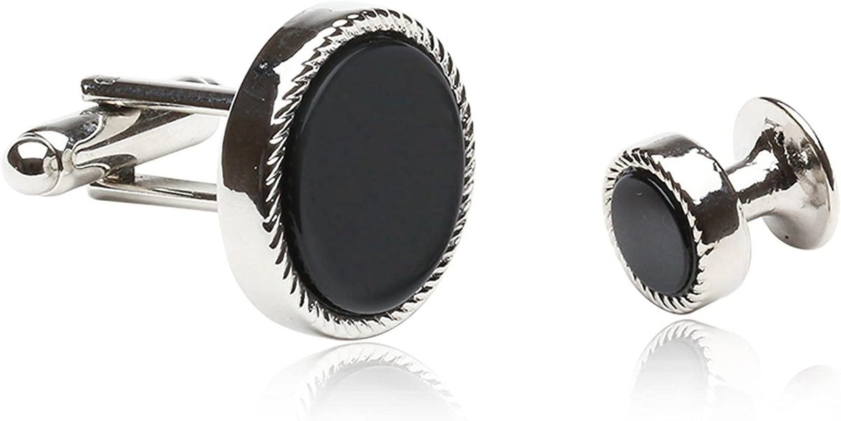 Ribbed Tuxedo Cufflinks & Studs Formal Set Unique Designed French Cuff Links Men