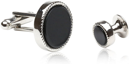 Ribbed Tuxedo Cufflinks & Studs Formal Set Unique Designed French Cuff Links Men
