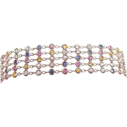 1.40 CT ROUND SHAPE DIAMOND 2.72 CT ROUND SHAPE MULTI COLOR SAPPHIRE BRACELET