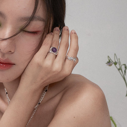 Women'S Fashion Simple Natural Amethyst Ring