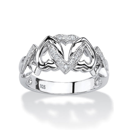 Diamond Accent Interlocking Hearts Promise Ring in Platinum over Sterling Silver