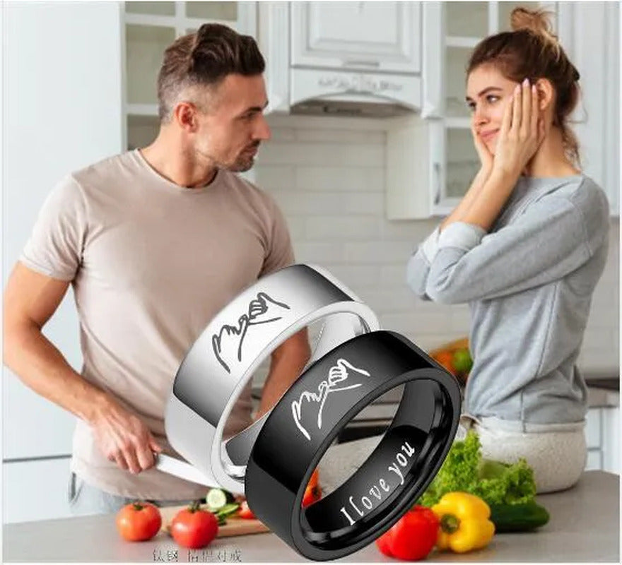 Couple Rings Personalized Engraved Promise Gesture Message I Love You High Polis