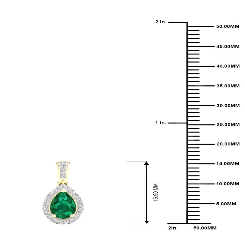 Imperial Gemstone 10K Yellow Gold Emerald 1/10 CT TW Diamond Halo Necklace