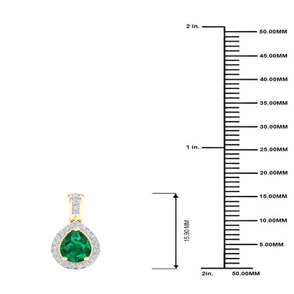 Imperial Gemstone 10K Yellow Gold Emerald 1/10 CT TW Diamond Halo Necklace