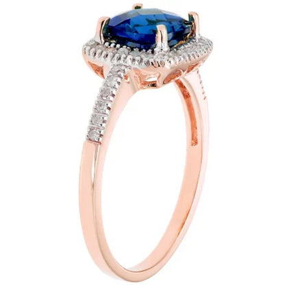 Lab Blue Sapphire and 0.18 CT. T.W. Diamond Ring in 14K Gold