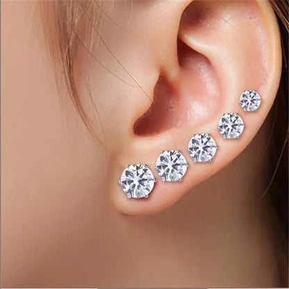 5Pairs/ Set Geometric Crystal Wedding Elegant Stud Earrings Set Charm Simple Wom