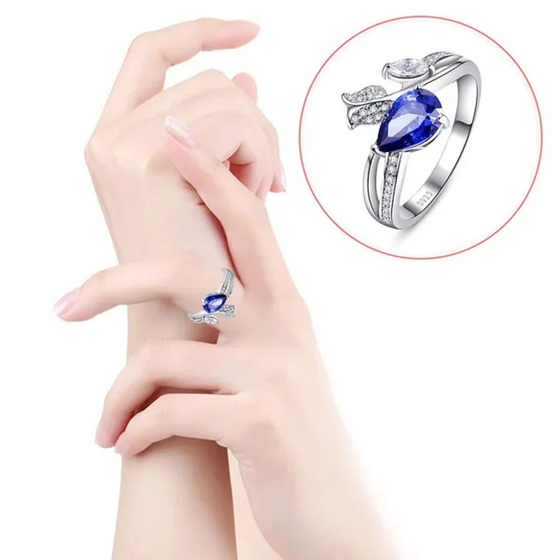6*9Mm Pear Cut Sapphire & Ruby 925 Sterling Silver Jewelry Vintage Wedding Engag