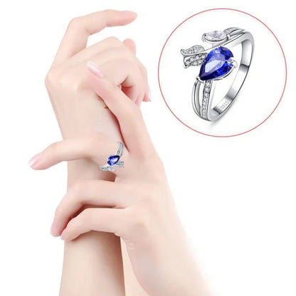 6*9Mm Pear Cut Sapphire & Ruby 925 Sterling Silver Jewelry Vintage Wedding Engag