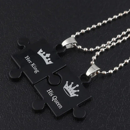 1\2\4Pcs Couples Necklaces Bracelets for Him and Her,His Queen Her King Couples