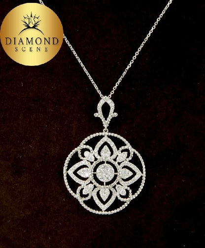 1.45 carats of F color VS clarity diamonds set in 18k white gold.