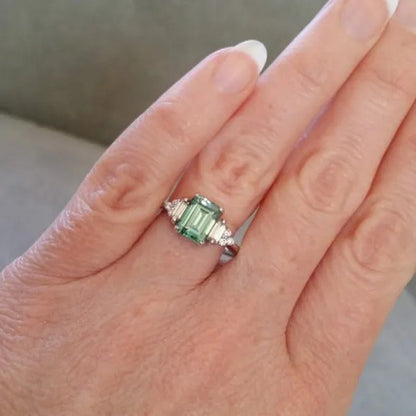Classic Silver Color Delicate Blue Zircon Women'S Ring Anniversary Christmas Gif