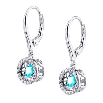 Dancing Blue Topaz Pendant and Earring Set in Sterling Silver