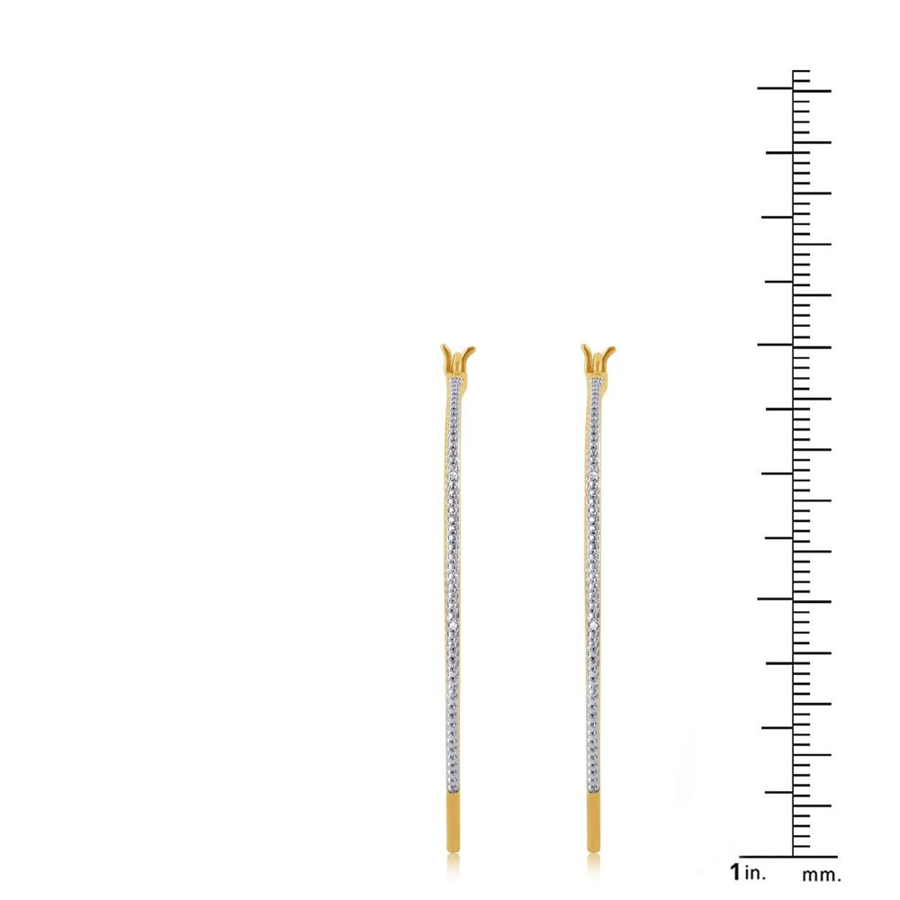 Elegant 0.02 Carat Natural Diamond Accent Hoop Earrings in 14K Yellow Gold Plate