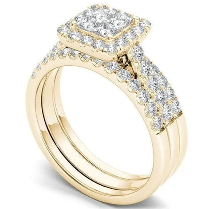 6 Styles Exquisite Women Ladies 18K Gold Natural White Sapphire Diamond Ring Set