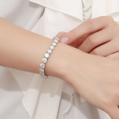 18K White Gold Plated 3EX 1CT 6.5MM Real Moissanite Tennis Bracelet for Women