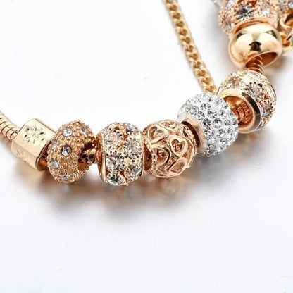 Luxury Crystal Heart Charm Bracelets & Bangles Gold Bracelets for Women Jeweller