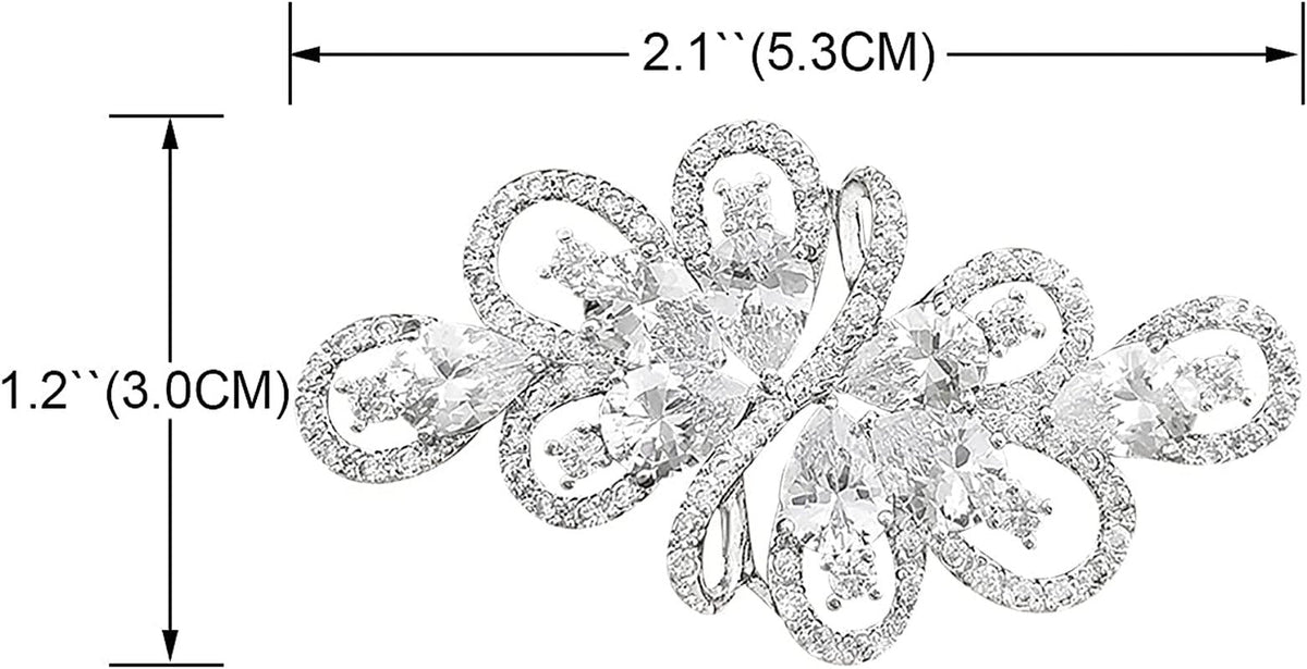 Cubic Zirconia Crystal Rhinestone Wedding Brooch Pin for Women Brides Jewelry