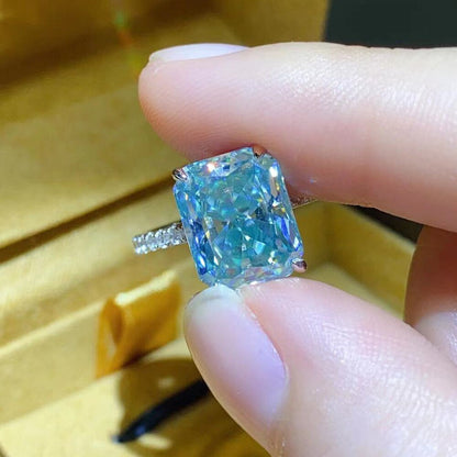 2CT 3CT 5 Carat Baguette Sky Blue Moissanite Ring 100% Diamond Tested - S925