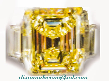 FANCY LIGHT YELLOW DIAMOND DIAMOND TWO TRAPEZOID ENGAGEMENT RING