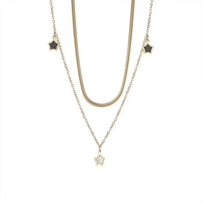 Double Layer Enamel Star Pendant Necklace for Women Bracelet 2021 Trendy Party F