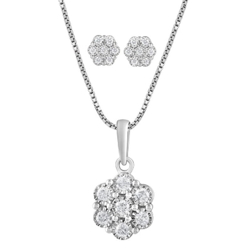 0.50 CT. T.W. Diamond Pendant & Earring Set in 14K White Gold
