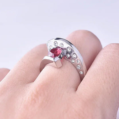 Unique 925 Silver Anniversary Statement Ring Natural Gemstones Ruby Ring Wedding