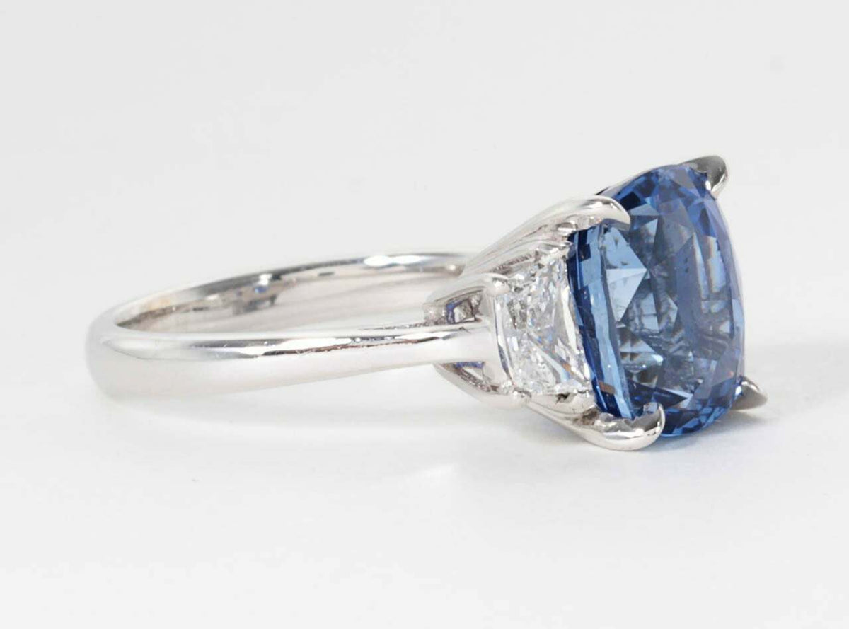 GIA Certified 8.04 Carat Cushion Cut Blue Sapphire Diamond Gold Ring