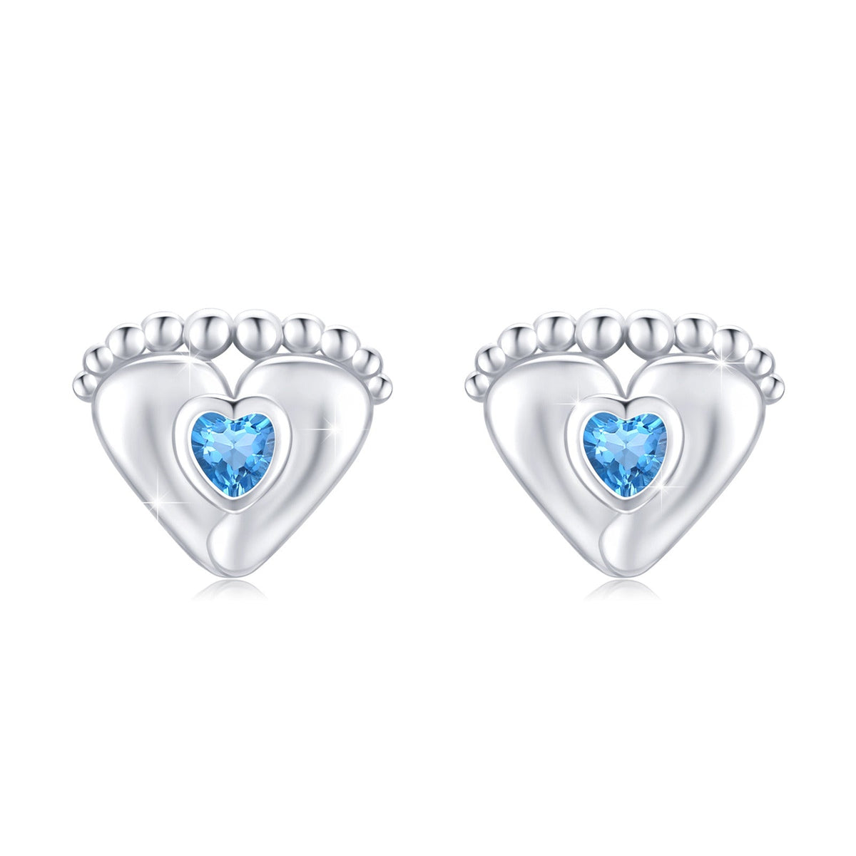Baby Feet Earrings Birthstone Stud Earrings Baby Feet Footprint Earrings