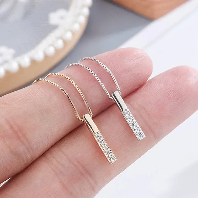 Exquisite Fashion 925 Sterling Silver Necklace Shiny Zircon Necklace Simple Geom