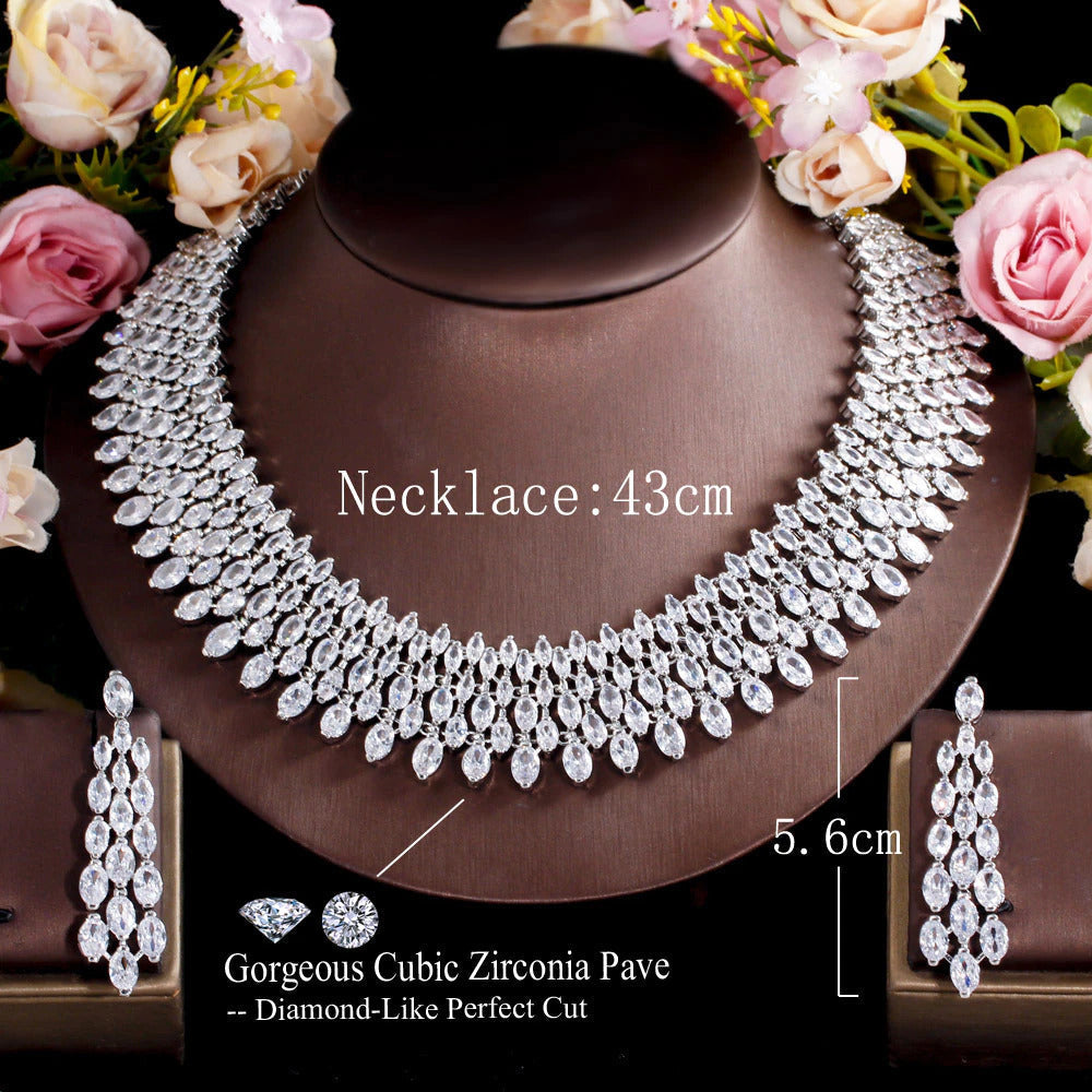Luxury Chunky Full Cubic Zirconia Paved Dinner Party Bridal Wedding Choker