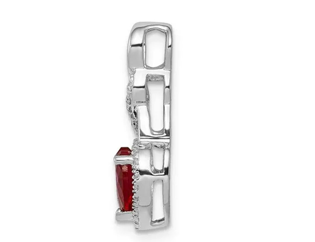 3/4 Carat (Ctw) Ruby Heart Pendant Necklace in 14K White Gold with Chain