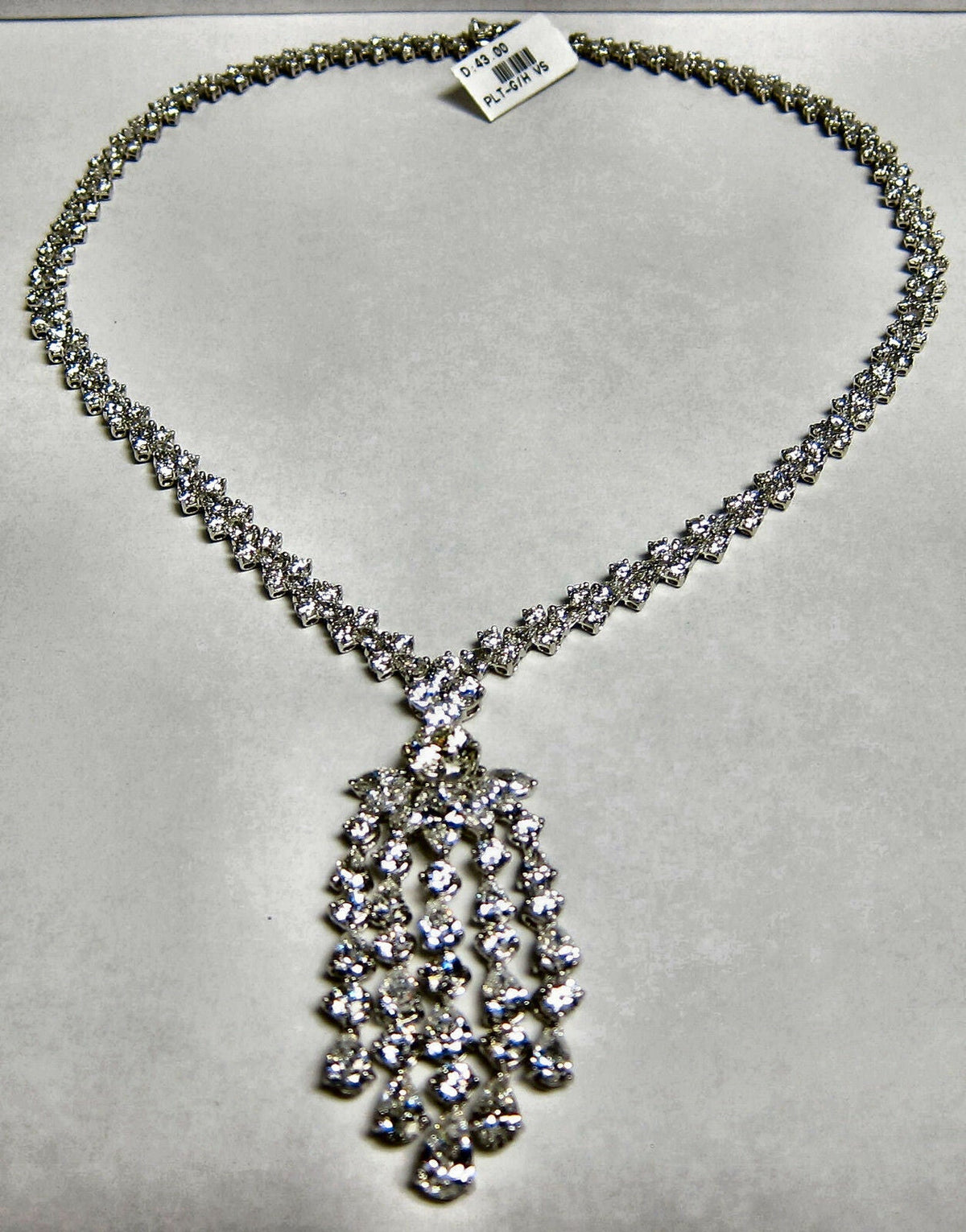 DIAMOND NECKLACE PRETTY MULTI-SHAPE DIAMOND DANGLE STYLE DIAMOND SET NECKLACE