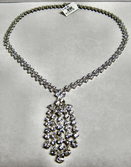 DIAMOND NECKLACE PRETTY MULTI-SHAPE DIAMOND DANGLE STYLE DIAMOND SET NECKLACE