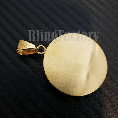 Stainless Steel Iced Lab Diamond Mother Mary Medal Charm Pendant