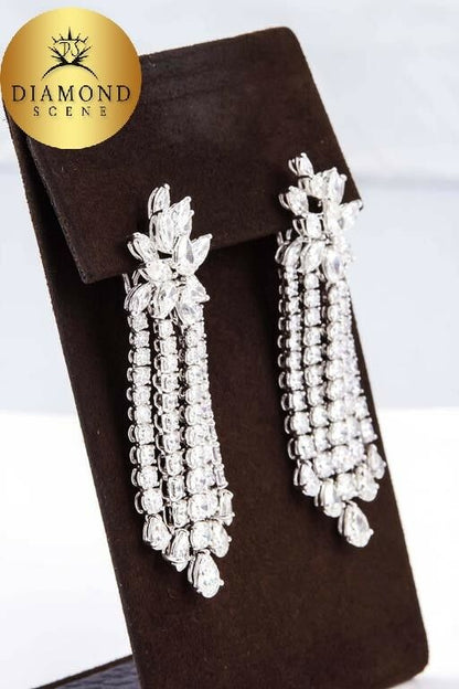 Diamond Platinum Dangle Earrings 29.15 carats of F/G VS diamonds set in platinum