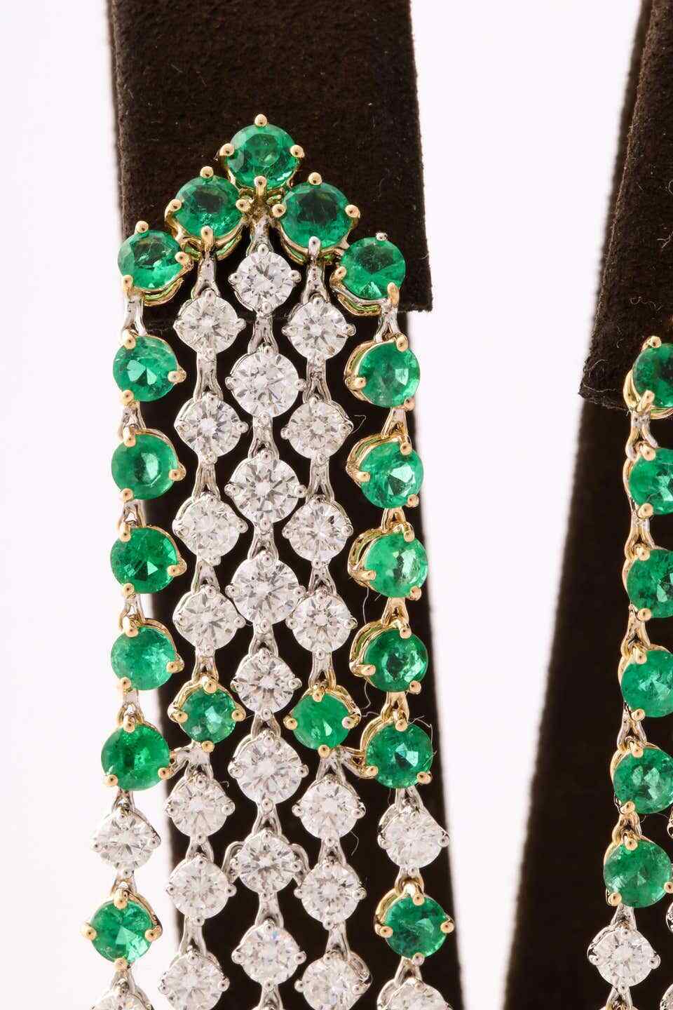 Green Emerald and Diamond Earrings