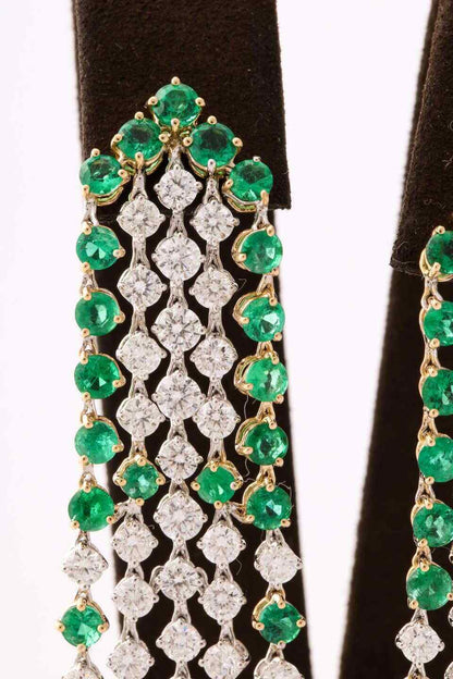 Green Emerald and Diamond Earrings