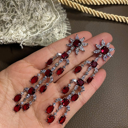 Earringvintage Court Baroque Ruby Flower Earrings
