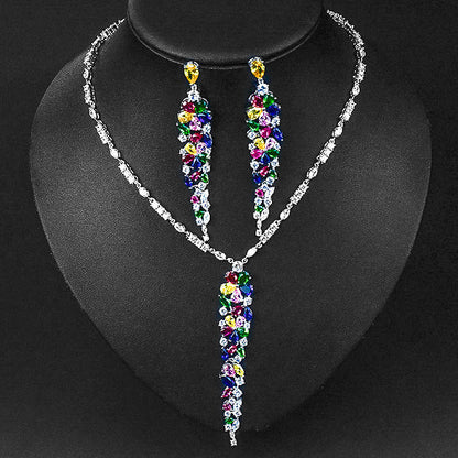 Fashion Tassel Long Necklace Earrings Set
