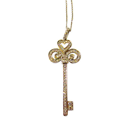 DIAMOND WHITE ROUND BRILLIANT SHAPE KEY PENDANT INCLUDED CHAIN DIAMOND PENDANT