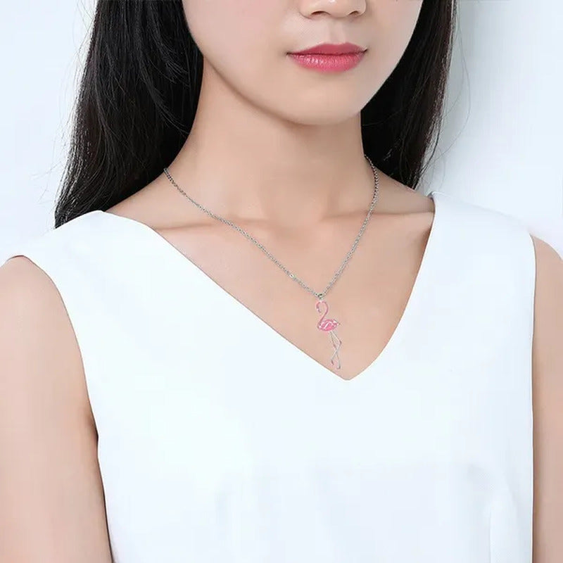 Romantic Elegant Engagement Wedding Linkchain Animal Shape Flamingo Pendant Neck