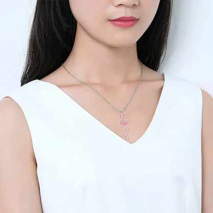 Romantic Elegant Engagement Wedding Linkchain Animal Shape Flamingo Pendant Neck