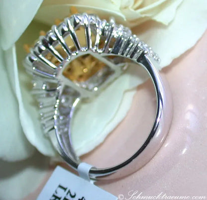 Sparkling 925 Sterling Silver Natural Gemstone Citrine Diamond Cluster Ring Part