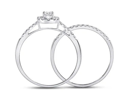 1/2 Carat (Ctw J-K, I2) Diamond Engagement Bridal Wedding Ring Set in 10K White