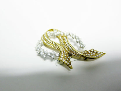 DIAMOND ROUND BRILLIANT SHAPE 18 K TWO-TONE GOLD DIAMOND PIN 5.47 CT BROOCH